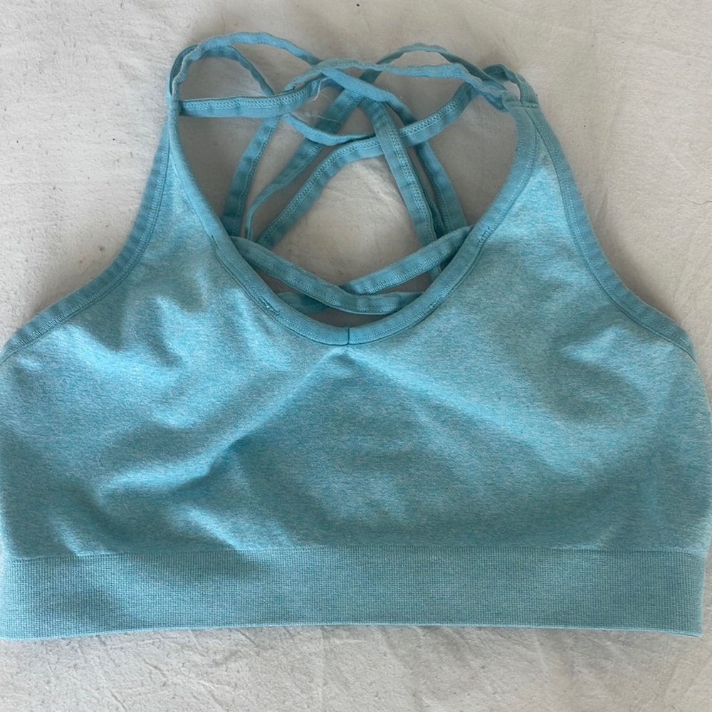 Reebok Strappy Back Sports Bra – Light Blue, Size M